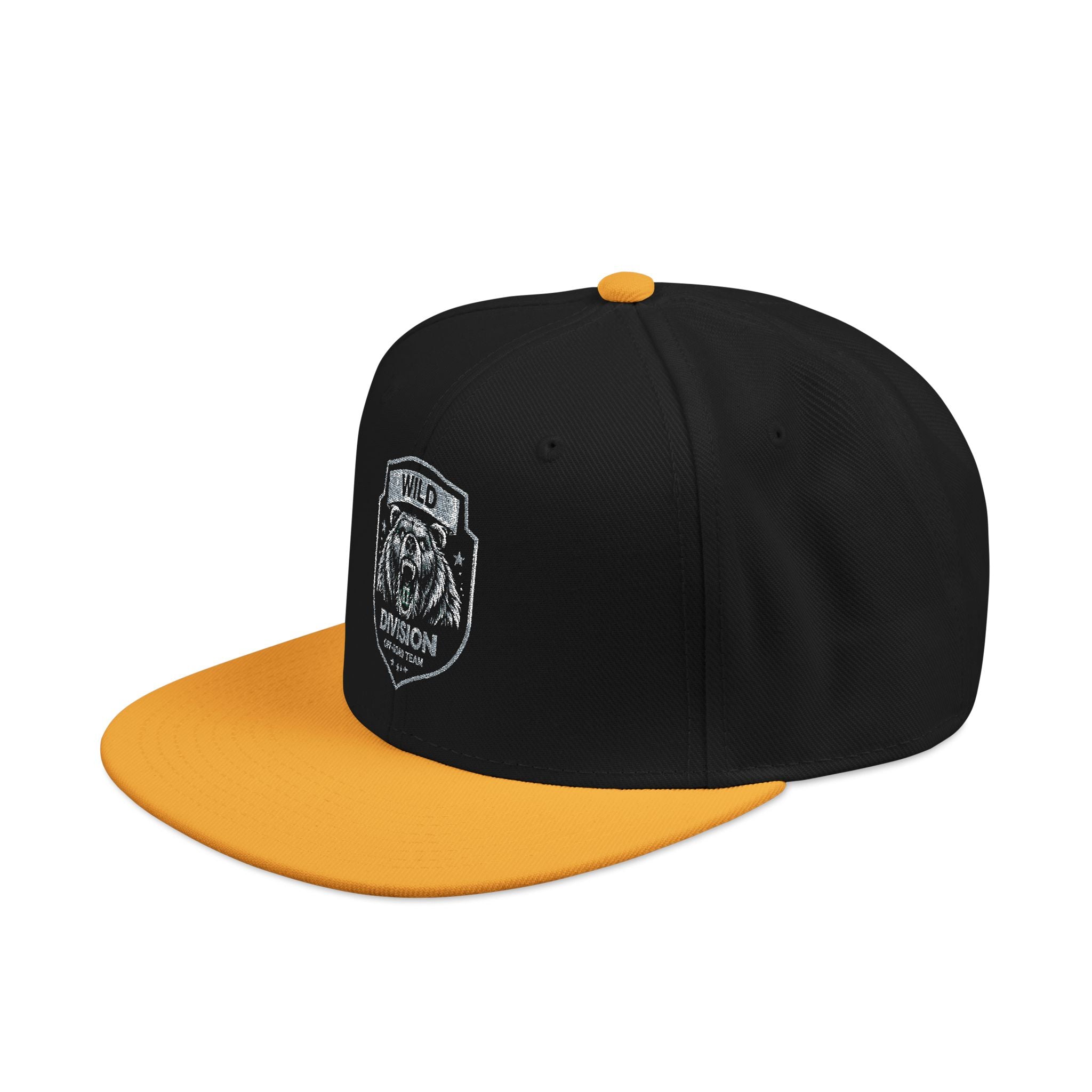 Embroidered Shield Snapback Hat — Vintage Crest Patch Cap