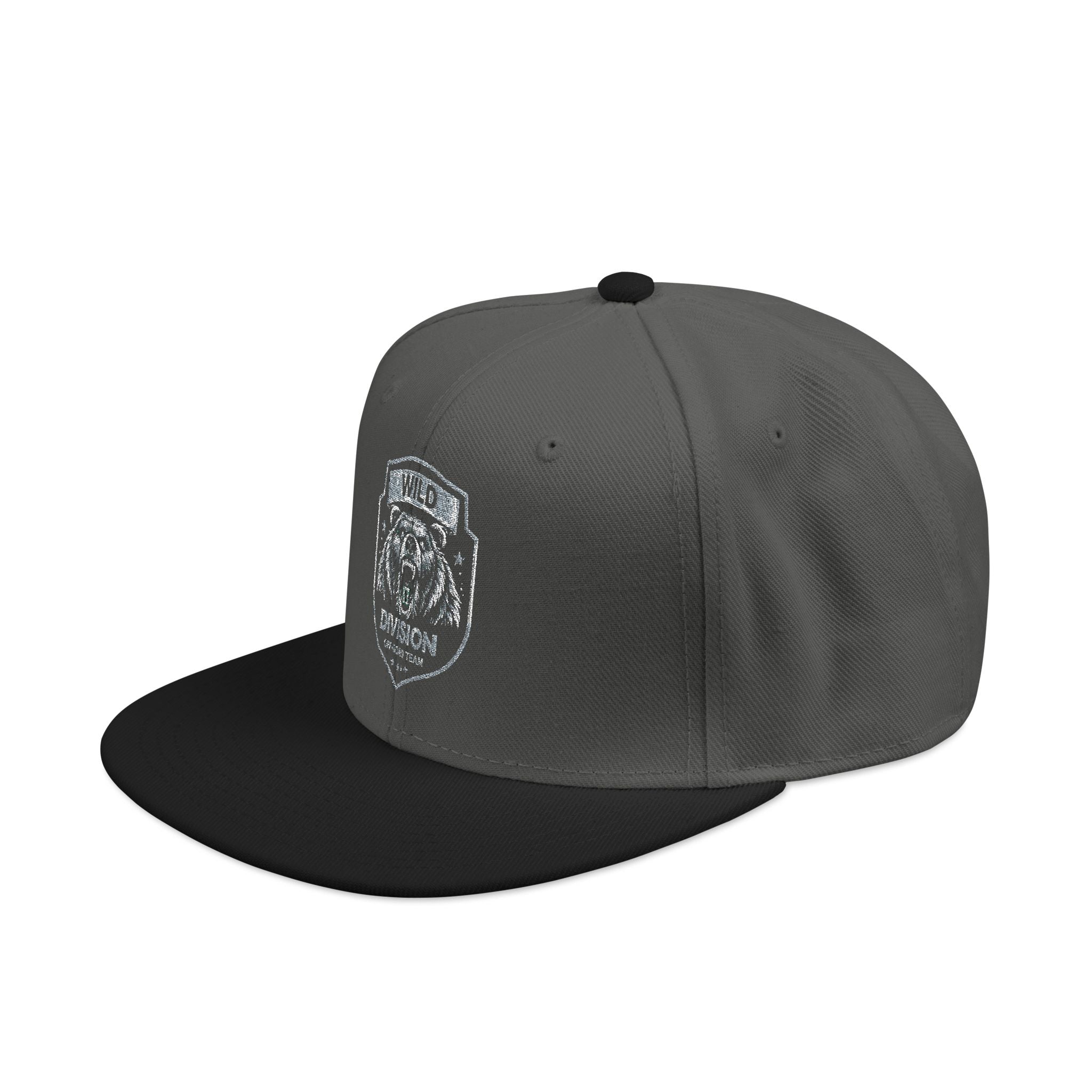 Embroidered Shield Snapback Hat — Vintage Crest Patch Cap