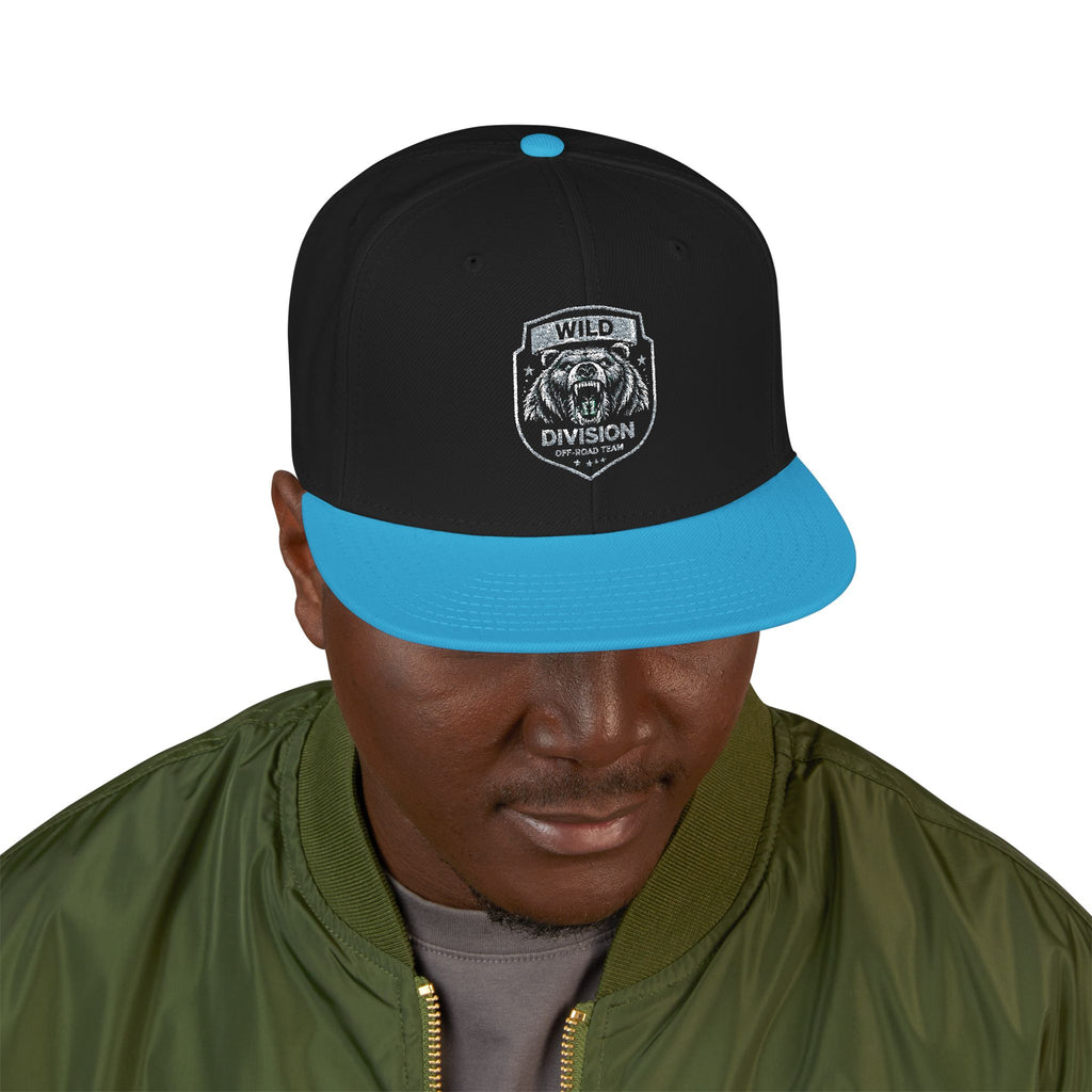 Embroidered Shield Snapback Hat — Vintage Crest Patch Cap