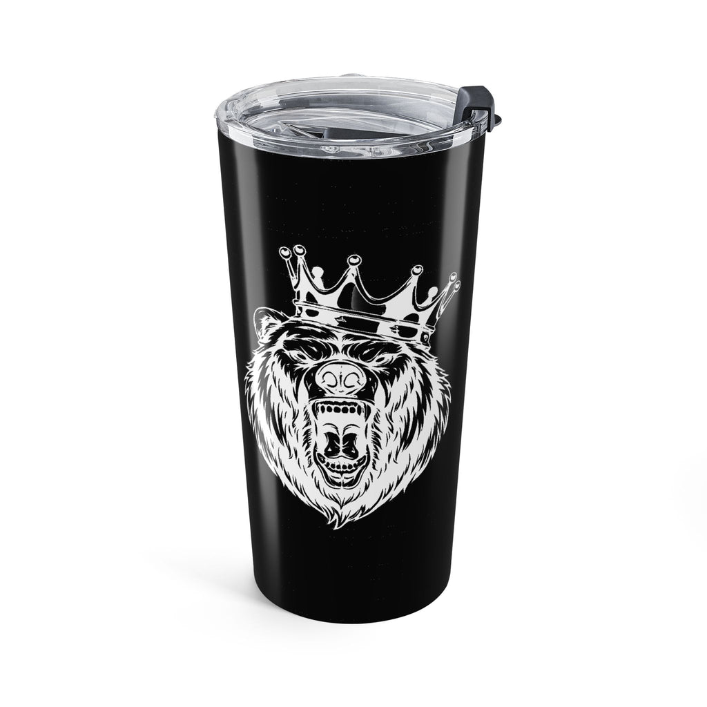 Wolf Tumbler 20oz — Black Insulated Travel Cup with White Wolf Artwork