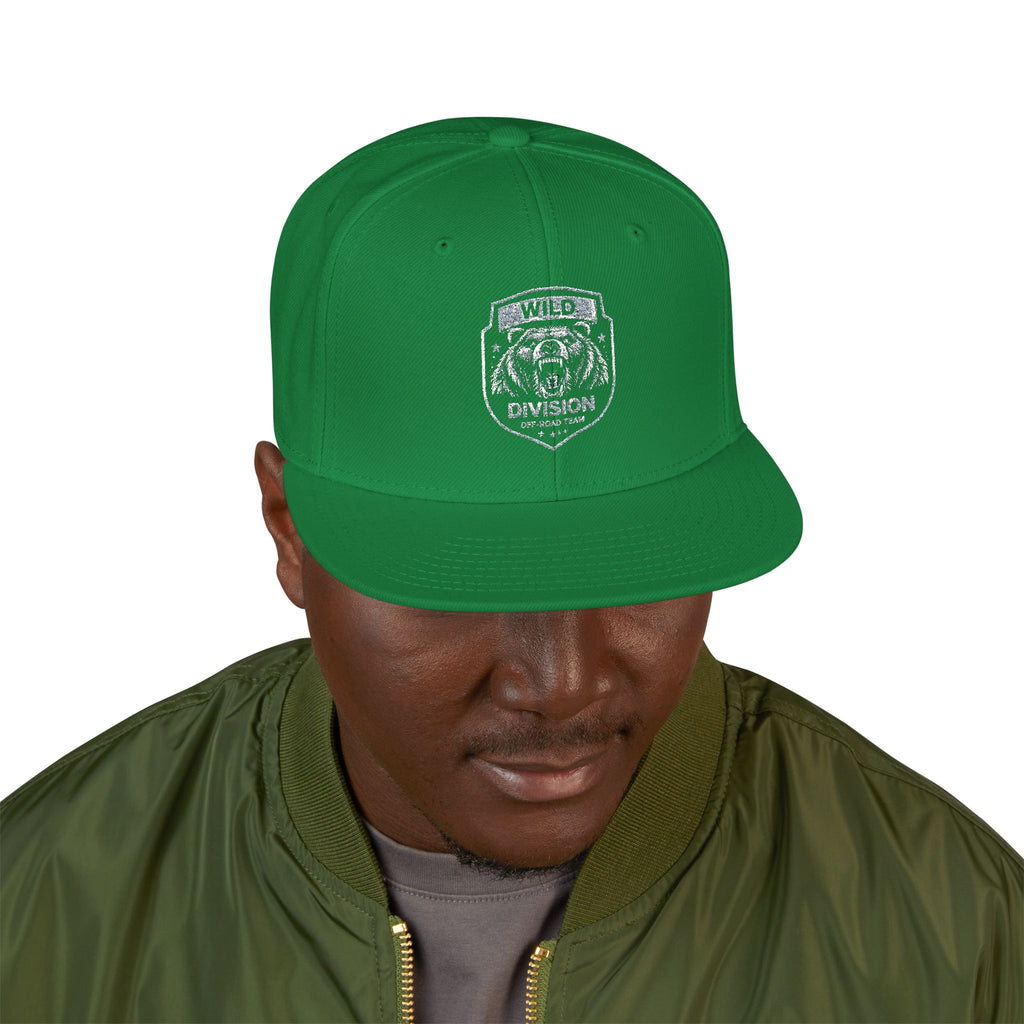 Embroidered Shield Snapback Hat — Vintage Crest Patch Cap