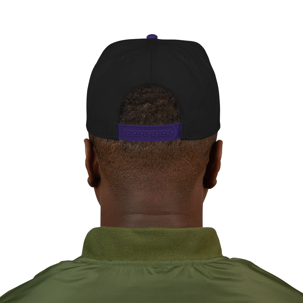 Embroidered Shield Snapback Hat — Vintage Crest Patch Cap