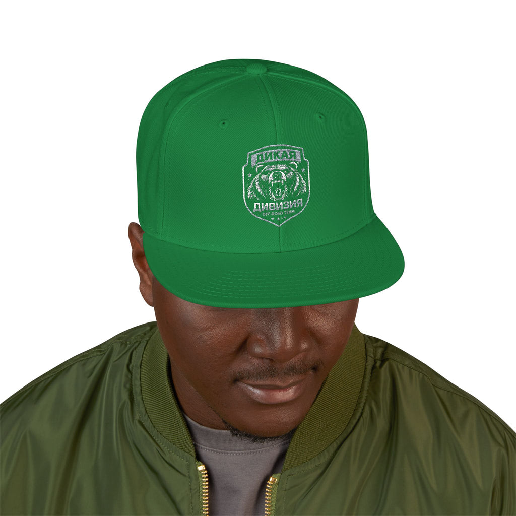 Embroidered Bear Crest Snapback Hat