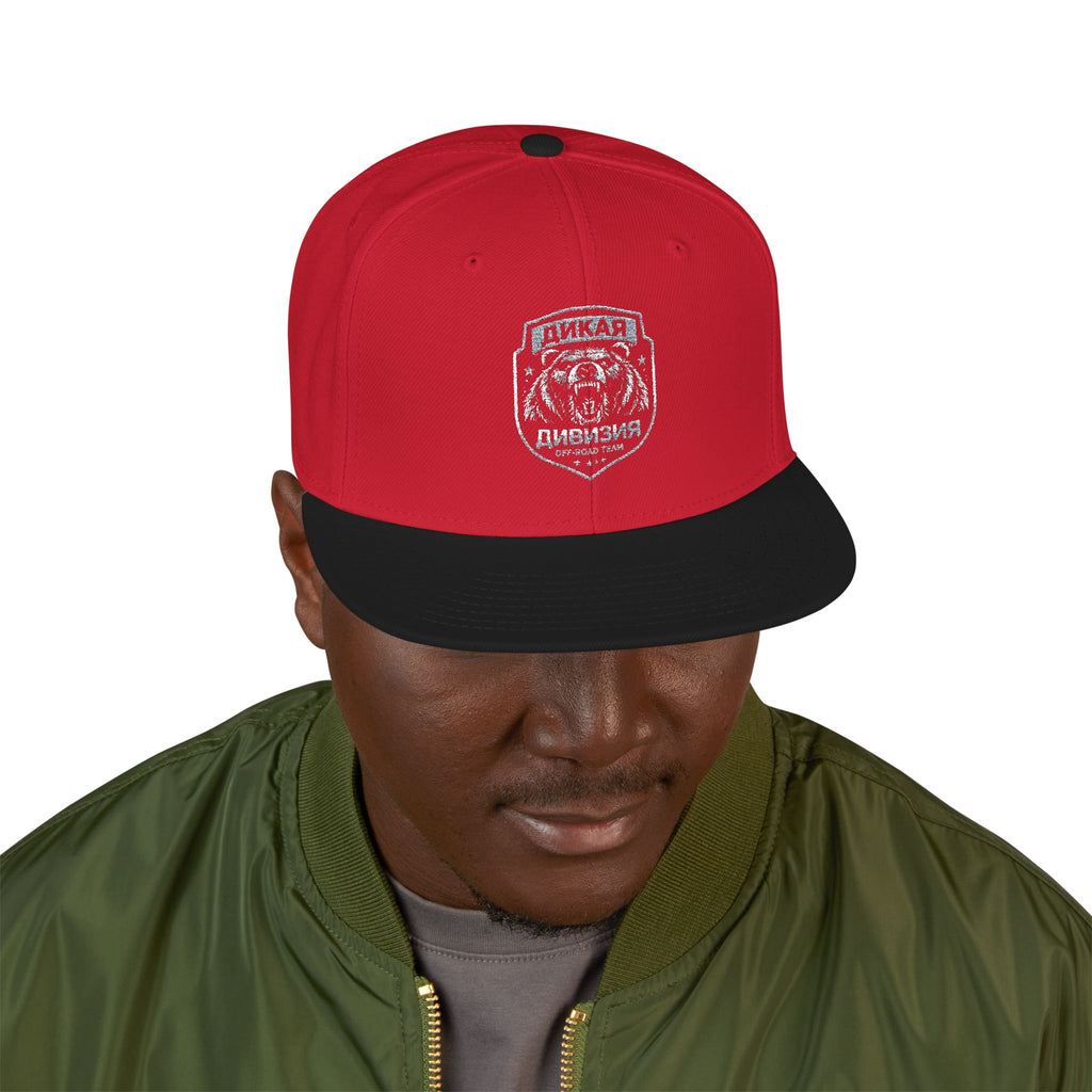 Embroidered Bear Crest Snapback Hat