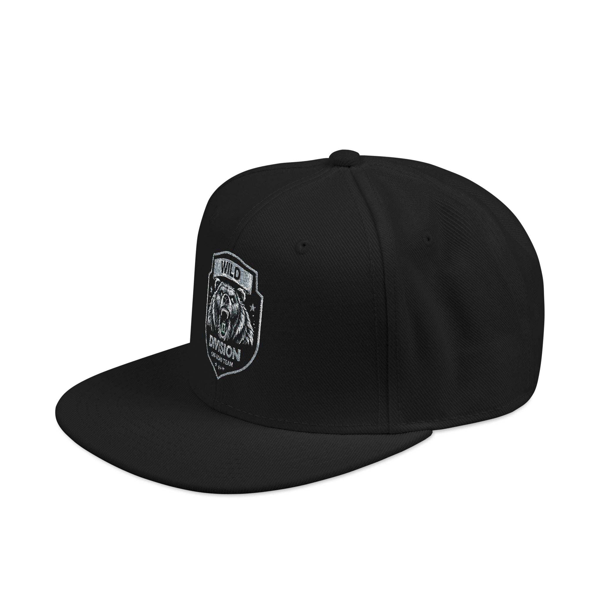 Embroidered Shield Snapback Hat — Vintage Crest Patch Cap