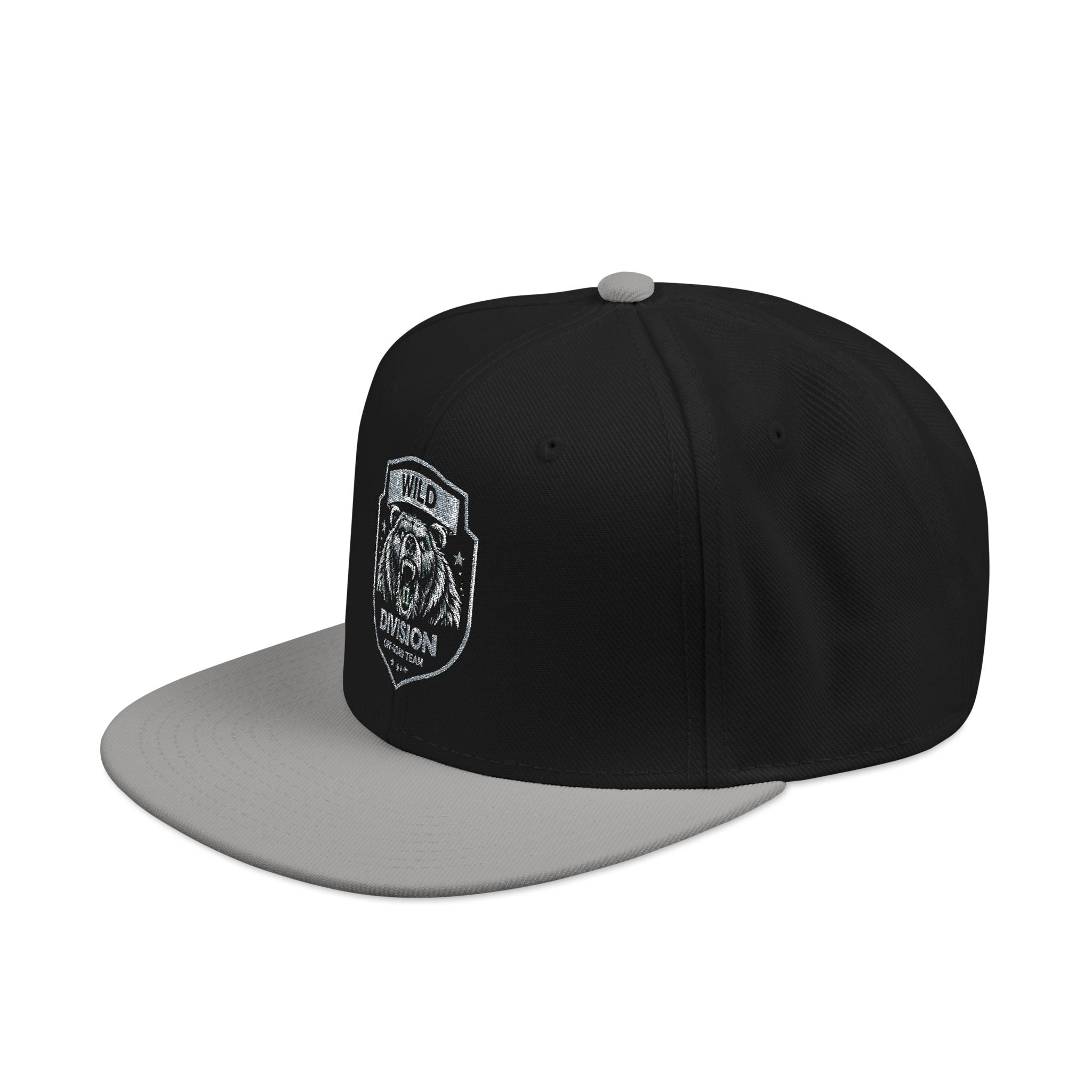 Embroidered Shield Snapback Hat — Vintage Crest Patch Cap