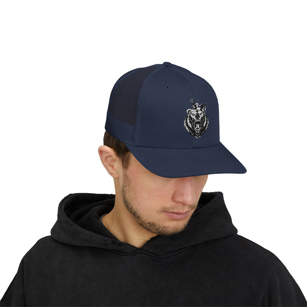 Trucker Cap — Distressed King Lion Embroidered Snapback