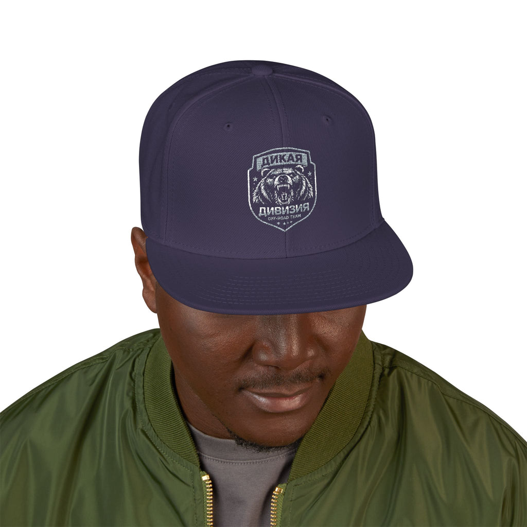 Embroidered Bear Crest Snapback Hat