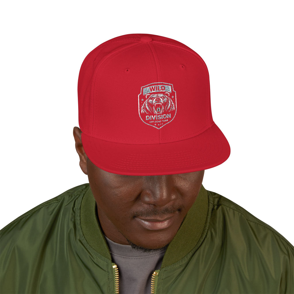 Embroidered Shield Snapback Hat — Vintage Crest Patch Cap