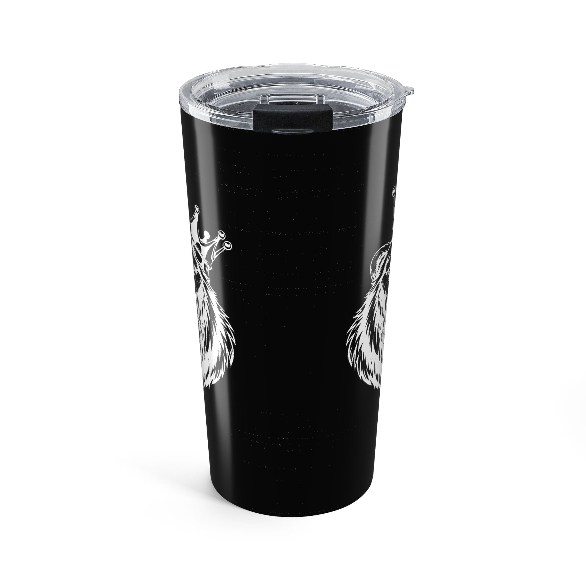 Wolf Tumbler 20oz — Black Insulated Travel Cup with White Wolf Artwork