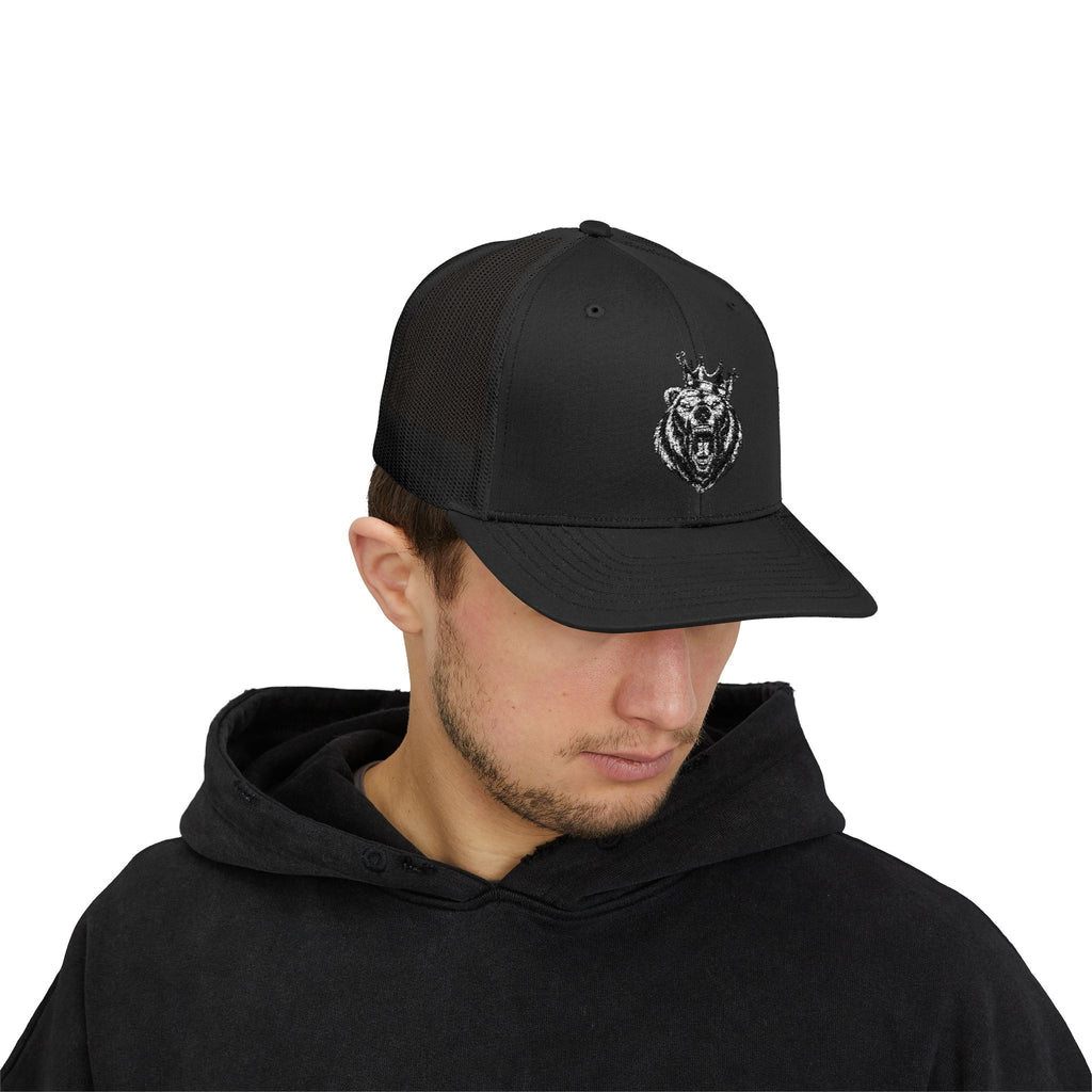 Trucker Cap — Distressed King Lion Embroidered Snapback