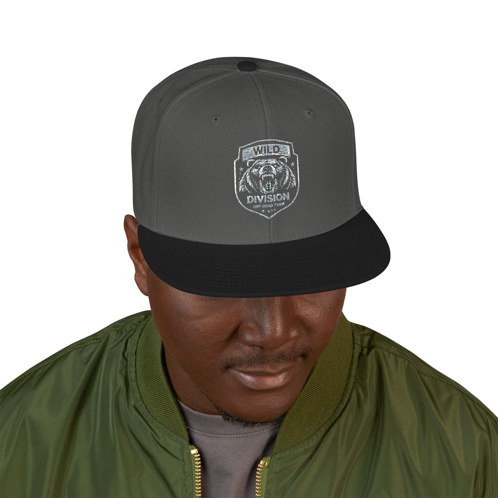 Embroidered Shield Snapback Hat — Vintage Crest Patch Cap
