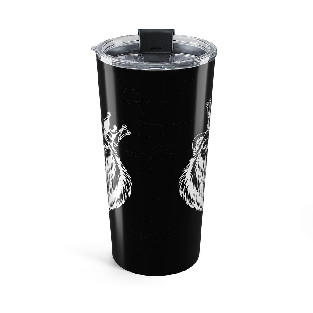 Wolf Tumbler 20oz — Black Insulated Travel Cup with White Wolf Artwork