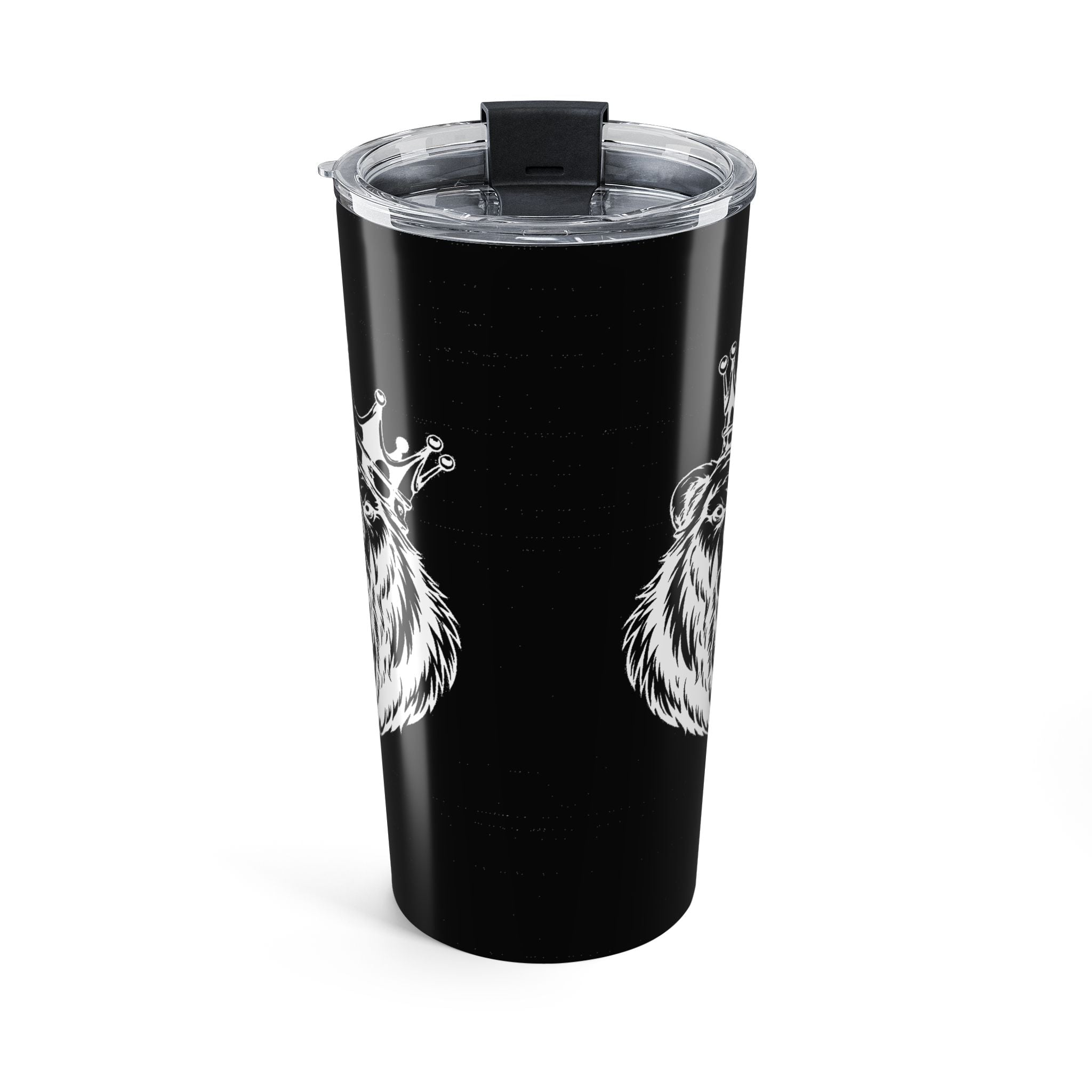 Wolf Tumbler 20oz — Black Insulated Travel Cup with White Wolf Artwork