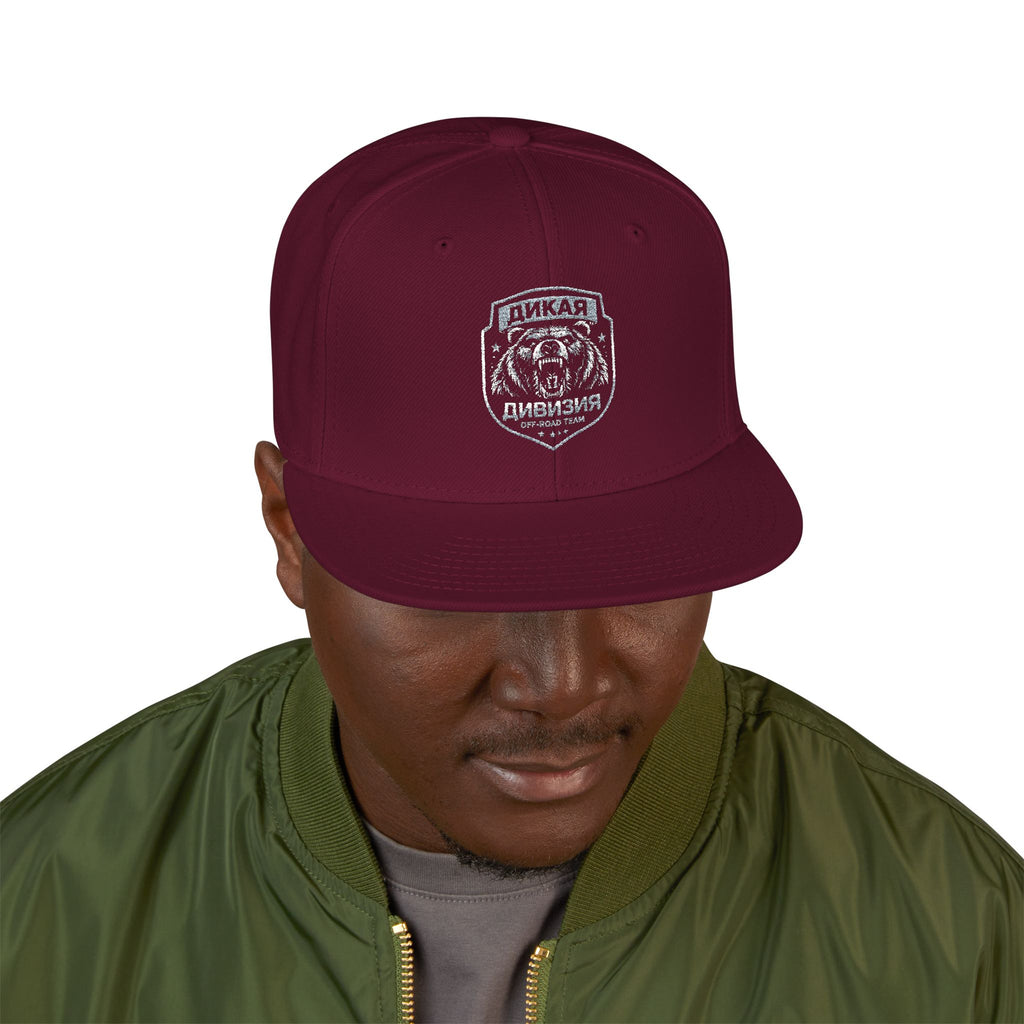 Embroidered Bear Crest Snapback Hat