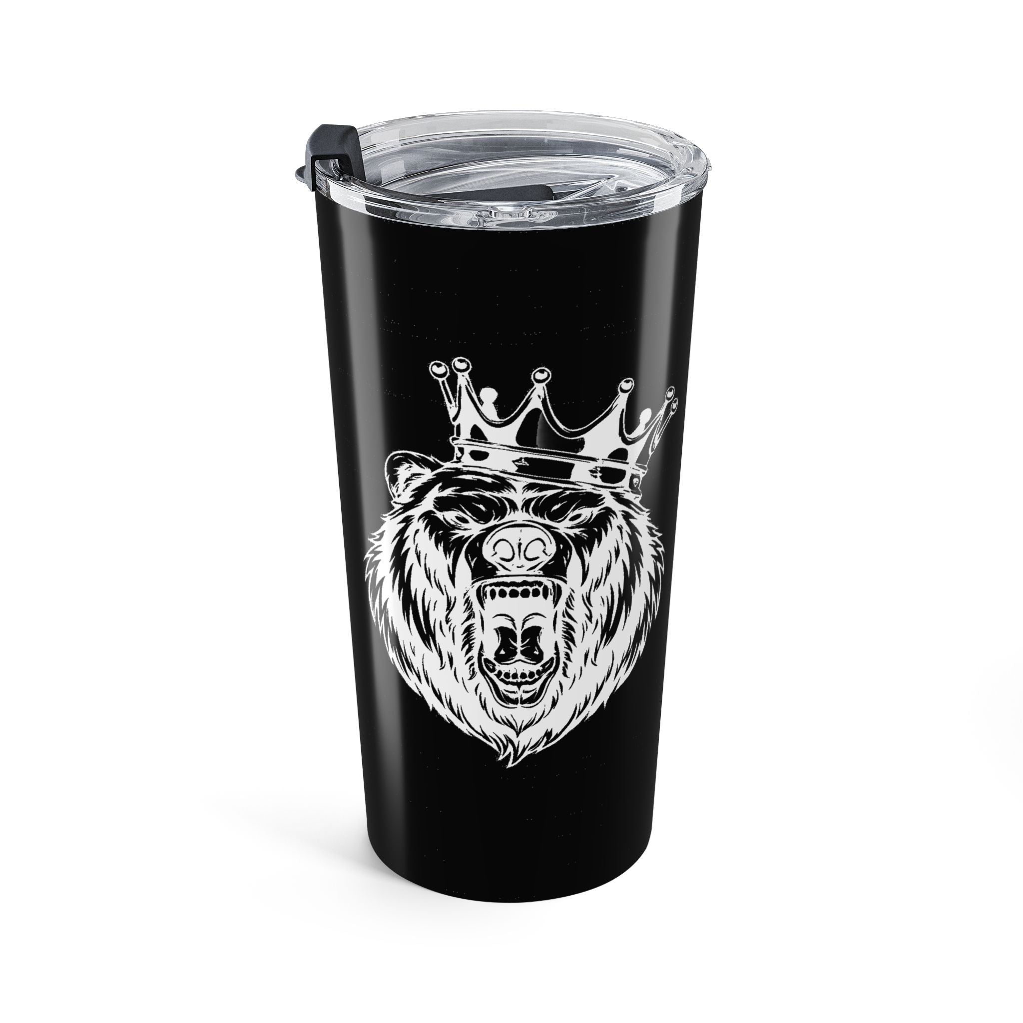 Wolf Tumbler 20oz — Black Insulated Travel Cup with White Wolf Artwork