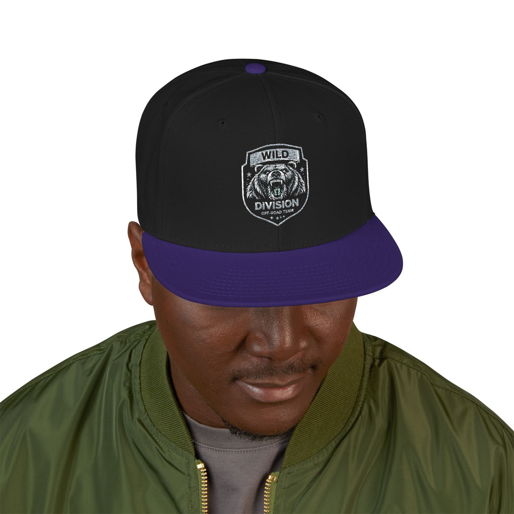Embroidered Shield Snapback Hat — Vintage Crest Patch Cap
